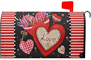 GRANBEY Valentines Day Magnetic Mailbox Covers Standard Size 21x18in Valentine's Day Mailbox Cover Magnetic Winter Holiday Decorations Mailbox Wrap Post Letter Box Cover Decor for Home Outdoor Garden