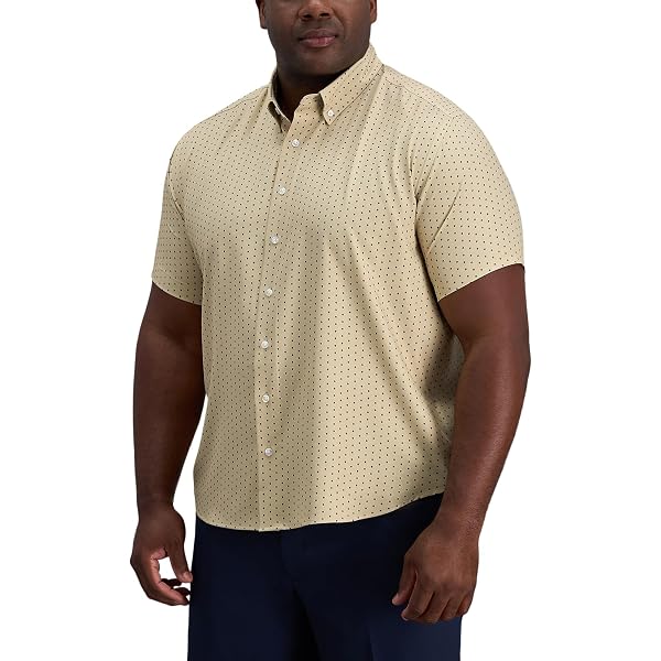 haggar short sleeve dress shirts Haggar Shirt Mens Large Blue Check Short Sleeve Performance Wear Button Up