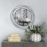 ironsmithn Wall Mirror Mounted Round Decorative Mirrors Circle for Bathroom Vanity, Living Room or Bedroom (Black1)