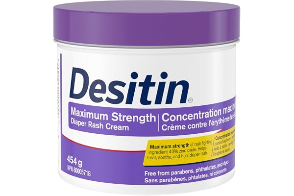 Desitin Maximum Strength Diaper Rash Cream, 40% Zinc Oxide Cream, for Immediate Relief, Dermatologist and Pediatrician Tested