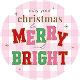 joycraft Merry Christmas Stickers - 120 Pcs Pink Buffalo Plaid Holiday Gift Sticker, 2 in May Your Christmas be Merry and Bright Labels for Gift Wrapping, Candy Bags, Envelope Seal, DIY Craft