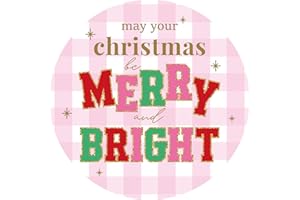 joycraft Merry Christmas Stickers - 120 Pcs Pink Buffalo Plaid Holiday Gift Sticker, 2 in May Your Christmas be Merry and Bright Labels for Gift Wrapping, Candy Bags, Envelope Seal, DIY Craft