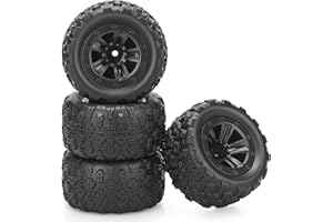 12mm Hex Hub RC Wheels and Tires, daitoku 1/16 RC Tires RC Truck Wheel Rims & Rubber Tires for 1/16 Off-Road RC Car, 16208, 16209, 16210, H16BM, H16GT, H16H