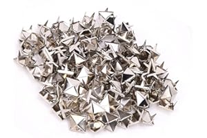 Four Jaw Square Spike Studs, 100Pcs 9MM Leathercraft Spike Rivets for DIY Bags Leather Shoes Clothing Silver