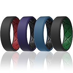 Egnaro Men's Silicone Rings, 7.5mm Wide 2.5mm Thick