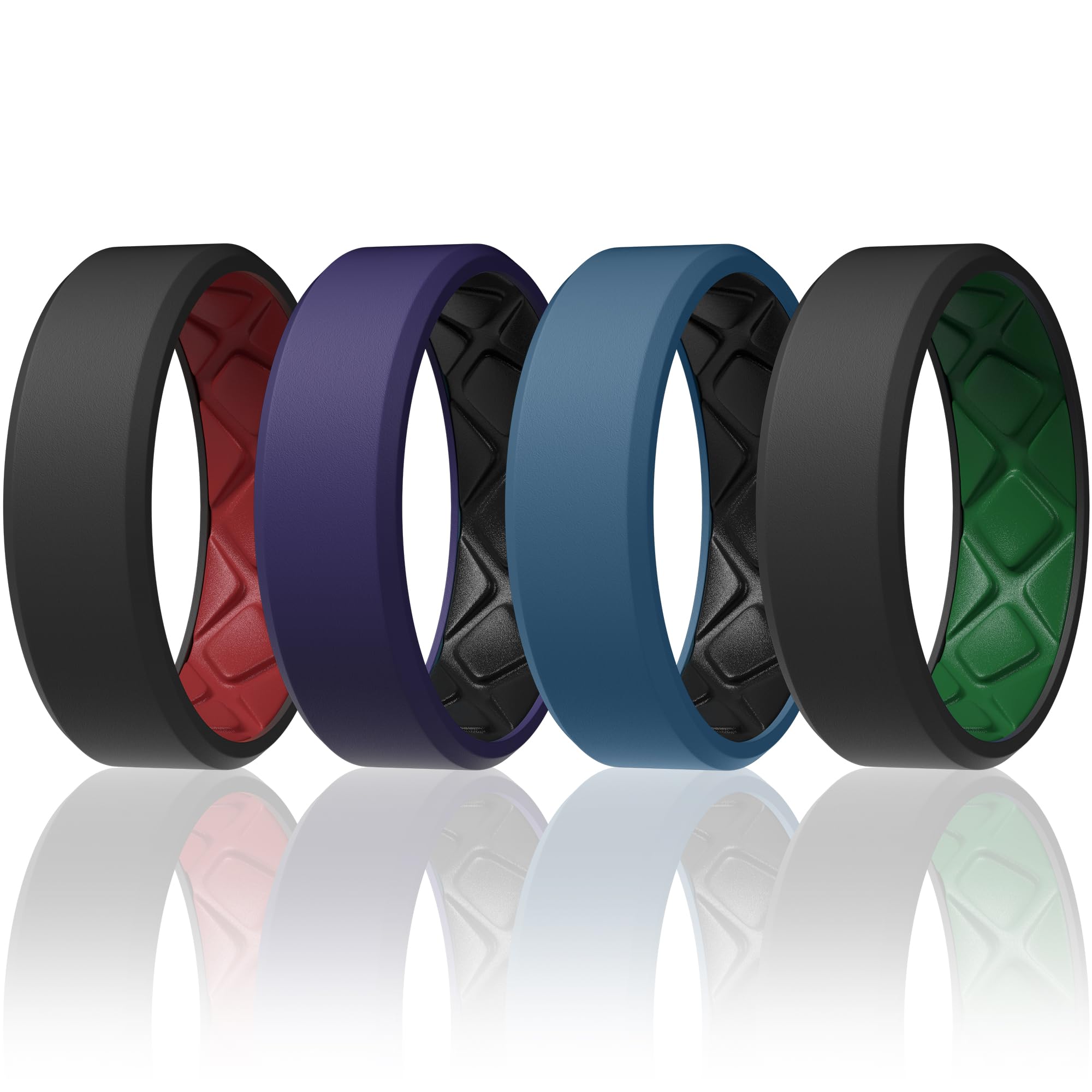 Egnaro Men's Silicone Rings, 7.5mm Wide 2.5mm Thick