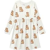 SUABO Girls Long Sleeve T-Shirt Dresses Kids Fall A-Line Twirly Skater Dresses 3-11 Years