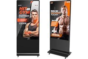 JASZDOT Digital Signage Display, LCD Screen Digital Kiosks & Interactive Displays 4K Totem Floor Standing Auto AD Player with USB/HDMI/WiFi Android OS(65'' Black Non-Touch)