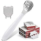 Callus Shaver Set, 50 Blades 1 Stainless Steel Shaver 1 Foot File, 52 Pcs | Callus Remover for Feet and Hands, Foot Razor Kit, Hard Skin, Replacement Blades Included
