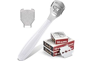 ZHEHAO 52 Pieces Callus Shaver Set, 50 Replacement Slices Blades 1 Stainless Steel Callus Shaver and 1 Foot File Head Foot Care Tools Hard Dry Skin Remover for Hand Feet