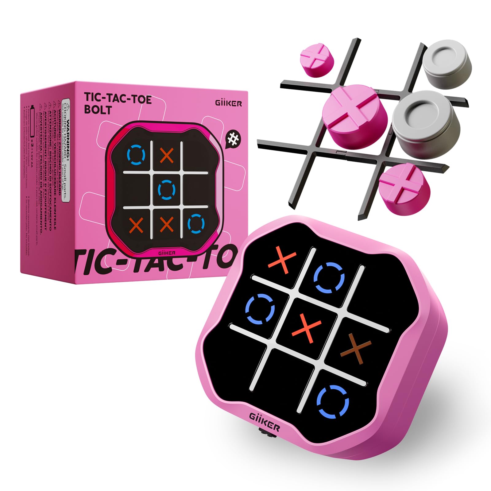 GiiKER Tic Tac Toe Bolt Game, Original 3-in-1 Handheld Puzzle Game Console, Portable Travel Games for Car Ride, Board Games for Kids and Adults, Birthday Gifts for Ages 3+