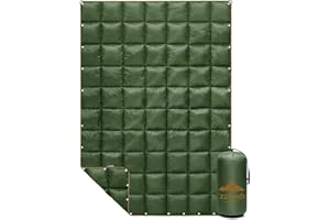 zzlamb Camping Blanket for Cold Weather,Outdoor Puffy Blanket Portable Down Alternative,Windproof Warm Cloak with Snaps,Cozy Quilt Backpacking Picnic RV Travel Plane Car Hammock Beach Climbing