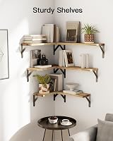 Pipishell Set of 6 Floating Shelves Paulownia Wood Rustic Black Rustic Color view 7