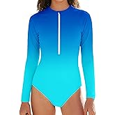 Girls One Piece Swimsuits Zipper Rash Guard Swimwear Set Long Sleeve Bathing Suit UPF50+ Sun Protection Swim Suits