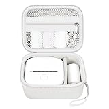 ANKHOH Label Maker Case for Memoking T02/ for Phomemo M02/ M02S/ M02 Pro/ Q30S/ for Ponek Mini Pocket Printer, Portable Sticker Printer Storage Holder Organizer Bag Paper&USB Cables, Box Only (White)