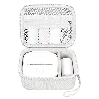 ANKHOH Label Maker Case for Memoking T02/ for Phomemo M02/ M02S/ M02 Pro/ Q30S/ for Ponek Mini Pocket Printer, Portable Sticker Printer Storage Holder Organizer Bag Paper&USB Cables, Box Only (White)