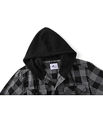 ZITY Men's Flannel Hoodie Shirts Casual Button Down