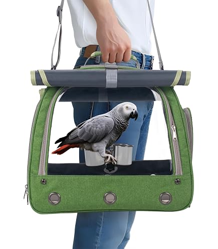 GRLEAYIE Bird Carrier Bag Bird Travel Cage with Stand, Lightweight Backpack for Parrot, Large Portable Bird Travel Bag, Pet Transparent Breathable Travel Cage : Pet Supplies