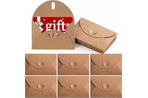 Primbeeks 100 Pcs Premium Gift Card Envelopes, 4 x 2.8 inch Gift Card Holders, Mini Seed Kraft Paper Cute Envelopes with Heart Clasp for Gift Cards, Weddings Favors, Party Favors