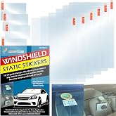 Windshield Sticker Applicator Electrostatic Film for Easy Application, Removal and Re-Application from Car to Car-6 Pack 5"x7",4 Pack2.4" x 3.1" Sheets
