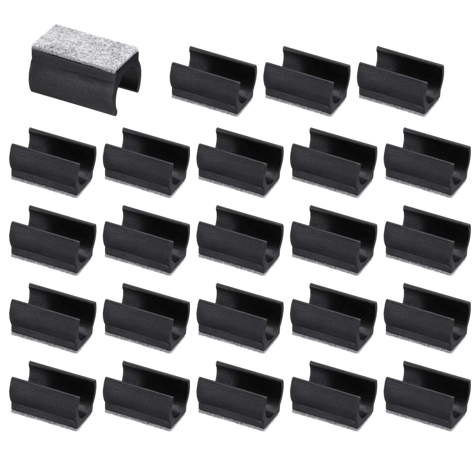 PATIKIL 22mm Rectangle Chair Leg Cover with Felt Pad, 24Pcs Slide Smoothly No Scratches No Noise Furniture Feet Hardwood Protectors Tips Floor Glides Tubing Caps for Office, Black Grey