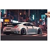 Tokyo Drifting Street Modified Z350 White Jdm Car Poster Canvas Art Wall Decor Posters & Prints Paintings for Bedroom Living Room Decor for Mens Women Framed Unframed 12x18inch(30x45cm)