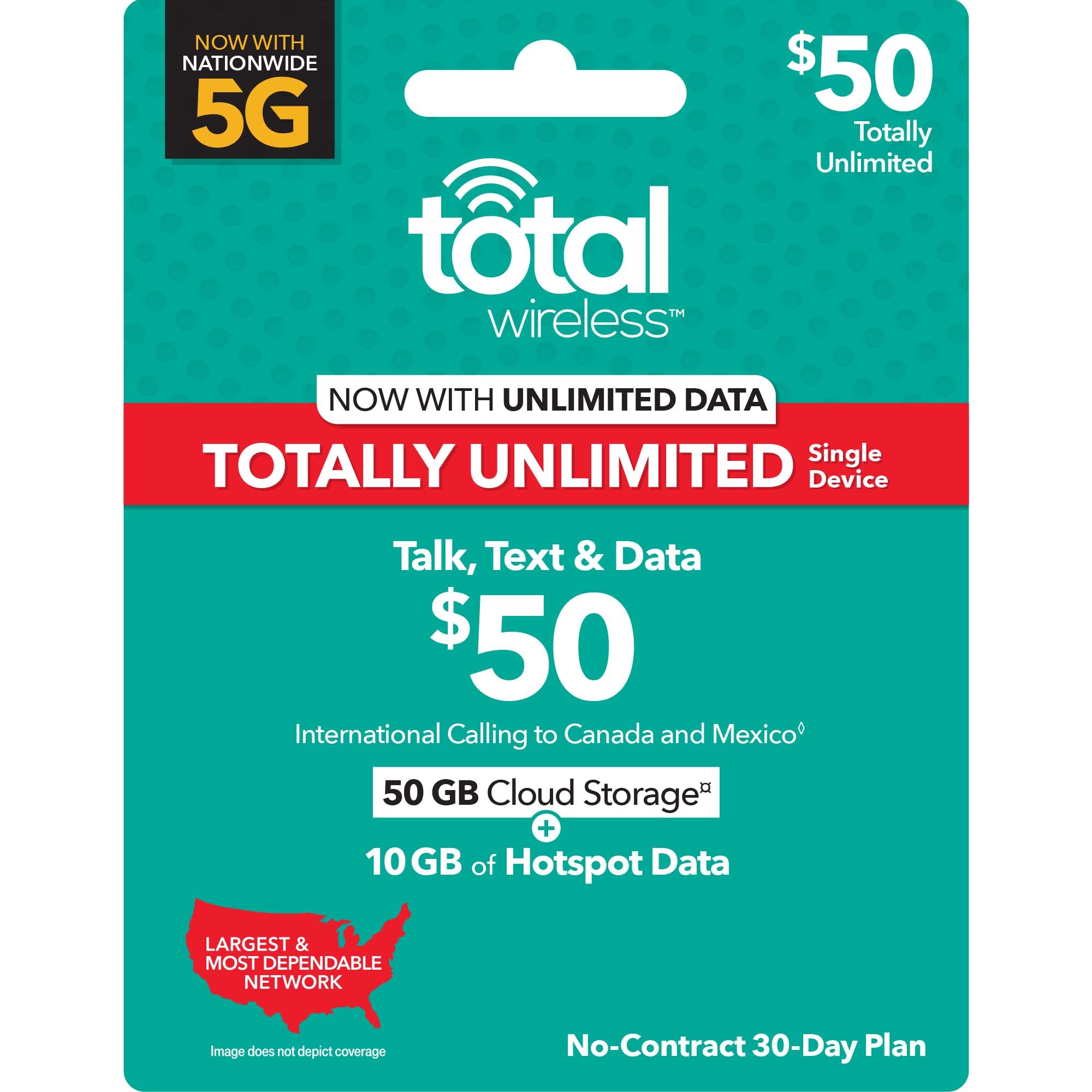 Total Wireless $50 Totally Unlimited Talk, Txt, High-Speed Data[Physical Delivery]