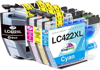 KINGWAY LC422XL 4-Pack Ink Cartridges for Brother LC422XL LC-422XL