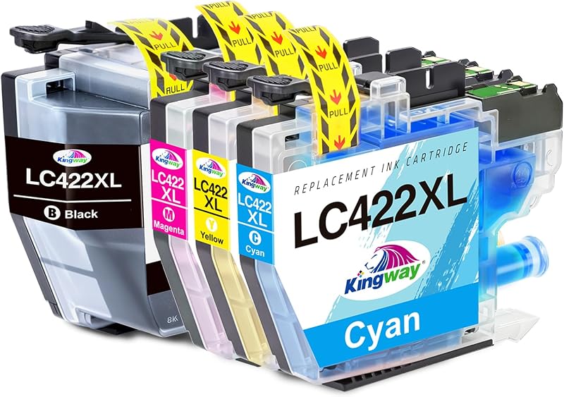 KINGWAY LC422XL 4-Pack Ink Cartridges for Brother LC422XL LC-422XL