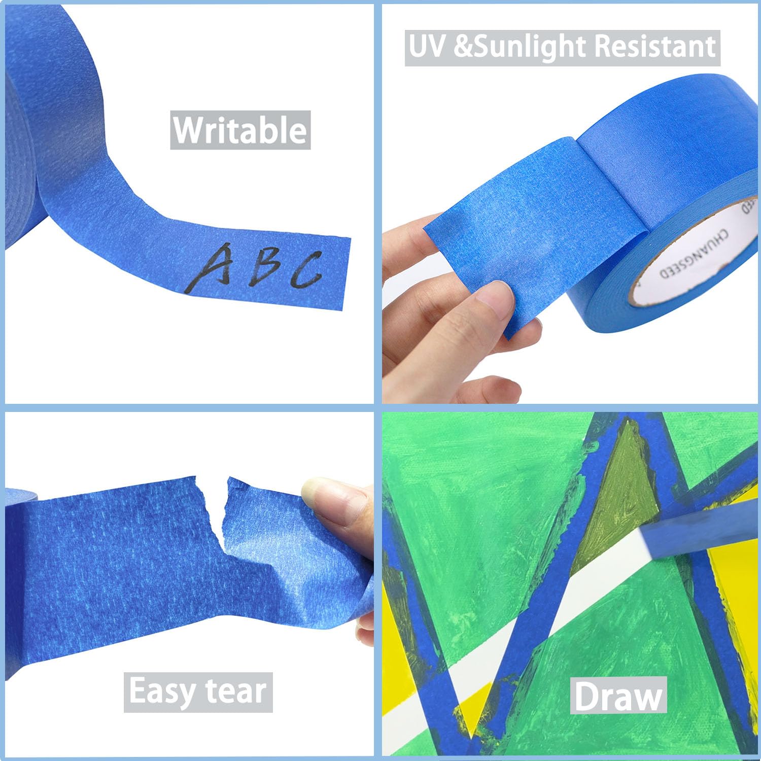 CHUANGSEED Blaues Abdeckband 48mmX50m 2 Rollen, Kreppband für Malerarbeiten und Renovierungen-Leicht Abnehmbar Abklebeband - Malerband Wasserdicht Blau abdeckband lackieren auto 4