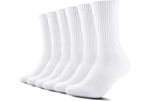 Laysblen Mens Athletic Socks Moisture Wicking Cushion Cotton Sport Crew Socks Men Women for Running Black White Grey,6 Pairs