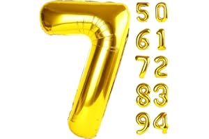 IWERP Gold 7 Balloon, Number Balloon 40 Inch, Gold Party Decorations, 7th Balloon Number, Gold Seven Birthday Decorations, Number 7 Balloon