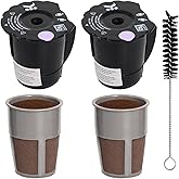 Reusable Coffee Filter Compatible with Keurigg 𝑲𝒆𝒖𝒓𝒊𝒈 My K Cup 2.0 K300 K250 K350 K375 K400 K450 Coffee Makers with Extra Filter Pod Cleaning Brush