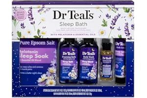 Dr Teal's Melatonin Gift Set for Better Sleep - Epsom Salt Soak, Bath, Body Wash, Body Oil & Lotion - At Home Spa Kit