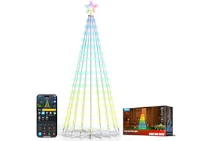 Govee Christmas Cone Tree Lights, 6ft 316 LEDs RGBIC Christmas Tree Lights with Smart App Control, IP67 Waterproof Outdoor String Lights for Xmas Decorations, 82+ Scene Modes, Music Sync, White Stand