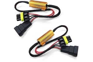 Huli 2Pcs 9005/9006 LED Load Resistor Kit 50W Headlight Bulb Relay Harness Adapter Anti Flicker Harness Resistor Kit for LED Lights,Fog Lights,Headlights(9005/9006)