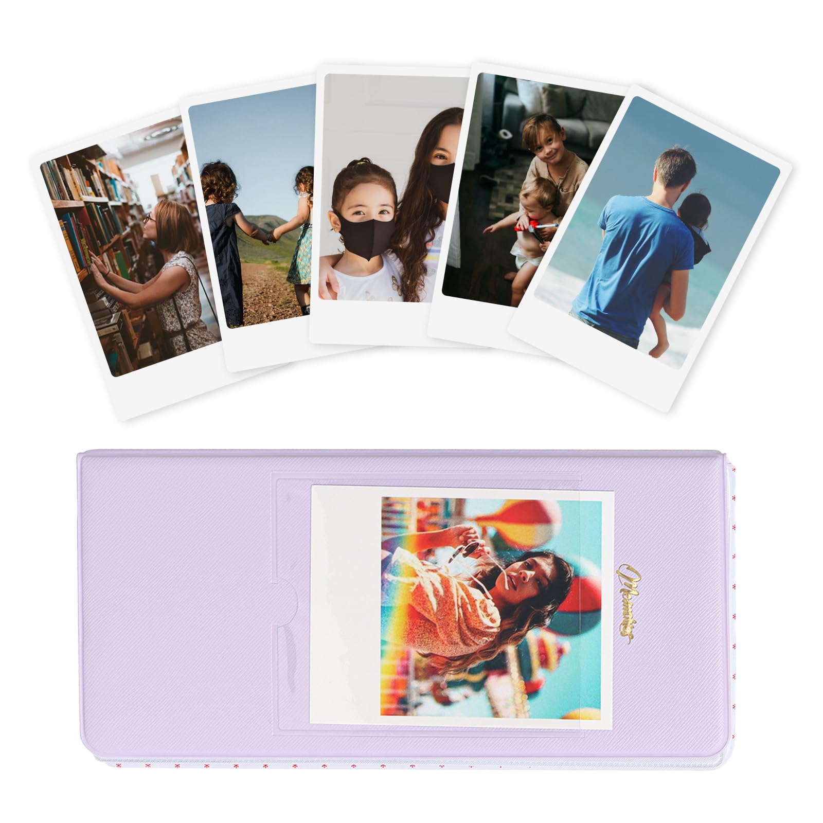 VOVMOEYA 64 Pocket Photo Album for Fujifilm Instax Wide 400/300/210, for Polaroid Cameras Slip In Photo Book Album 16-Page Holds 64 Pictures 3.5 x 4.5 Inch Camera Film Storage Purple