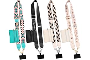 Solaradgy 4PCS Clip and Go Strap for Phone with Wallet Crossbody, Phone Strap with Zippered Pouch Adjustment Mix Color Phone Strap Crossbody with All Phones Accessories Travel Essential
