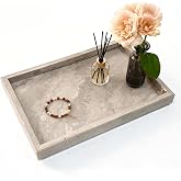 CHANGWAYNE Pure Natural Marble Tray for Bathroom, Dresser, Sink. Cosmetics, toiletries, perfumes, Jewelry, Candles, etc. can be Placed (Floral Wood Grain, 12" x 8" x 1.2")