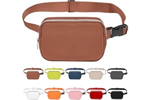 KHTO Running Fanny Pack for Women and Men Water proof Crossbody Belt Bag with Adjustable Strap for Gym,Hiking, Travel-Coffe