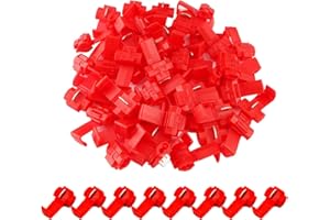 MUYI 100pcs Quick Splice Electrical Connectors IDC 0.5-1.0mm² Red Double Run or Tap 22-18 AWG (Tap), 18-14 AWG (Run) Solderless Wire Connector