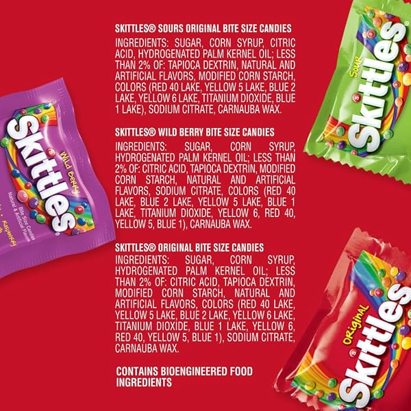 WRIGLEY’S SKITTLES FUN SIZE ORIGINAL, WILD BERRY, AND SOUR CHEWY INDIVIDUALLY WRAPPED STOCKING STUFFERS CHRISTMAS CANDY VARIETY PACK, 26.46 OZ BULK BAG