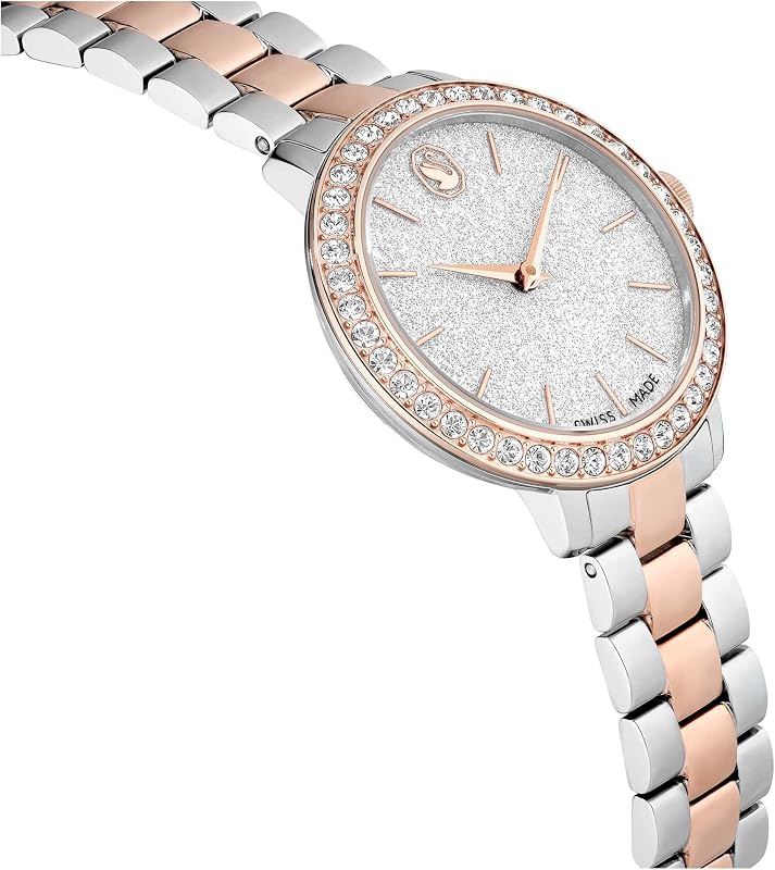 Matrix 3-Link Orologio, con Cristalli, Swiss Made, Meccanismo al Quarzo, Impermeabile Fino a 50 m, Placcatura in Tono Oro Rosa, 30 x 30 mm, 7 mm, 12,5-19 cm, 1,2 cm