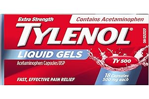 Extra Strength Tylenol Liquid Gels - 500mg Acetaminophen – Reduces Fever, Relieves Pain, Headache, Backache – 18 Capsules