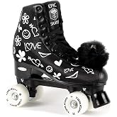 Epic Skates Epic Skates Womens Luv Quad Roller Skates, Black/White