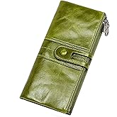 Alkenred Leather Wallets For Women Western Bifold Check Book Holder Women's Wallets, Card Cases & Money Organizers Large (green)