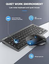 TECKNET Mini Wireless Keyboard and Mouse Set 2.4G Nano Receiver Grey view 4