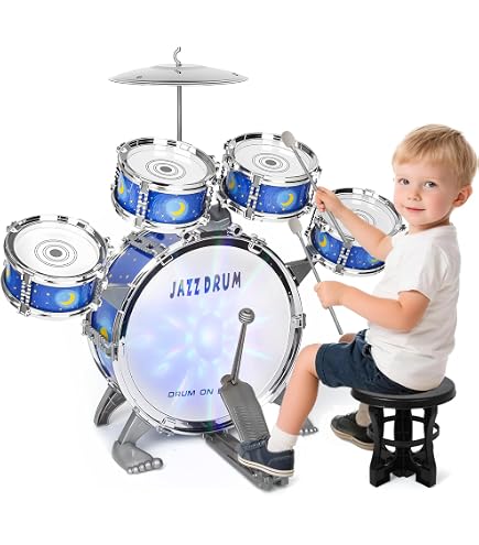 Batería De Juguete Para Niños – Set De Jazz Con Platillos Y Baquetas Para Pequeños Músicos