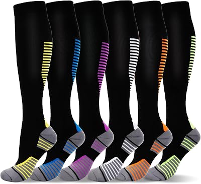 LEOSTEP 6 Pairs Compression Socks Men Women Travel Work Active
