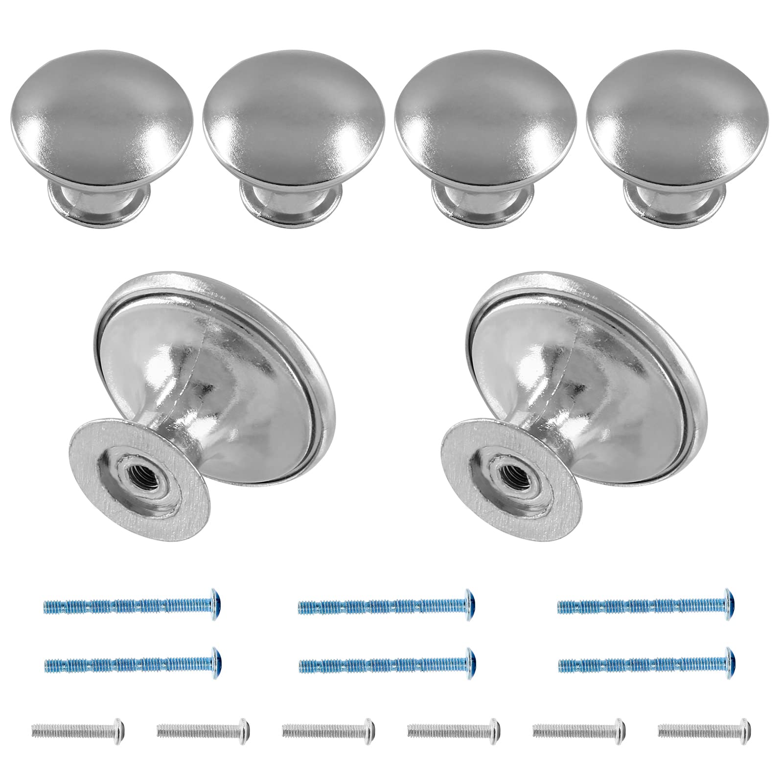 Photo 1 of Cionyce 6 Pcs Silver Round Dresser Handle Knobs 1.18" Diameter Kitchen Cabinet Knobs Hardware (with Mounting Screws)
